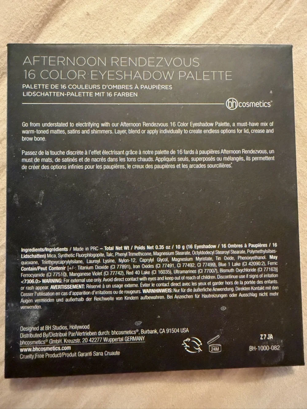 bh Cosmetics Afternoon Rendezvous NWT 16-Color Eyeshadow Palette - Warm Neutrals